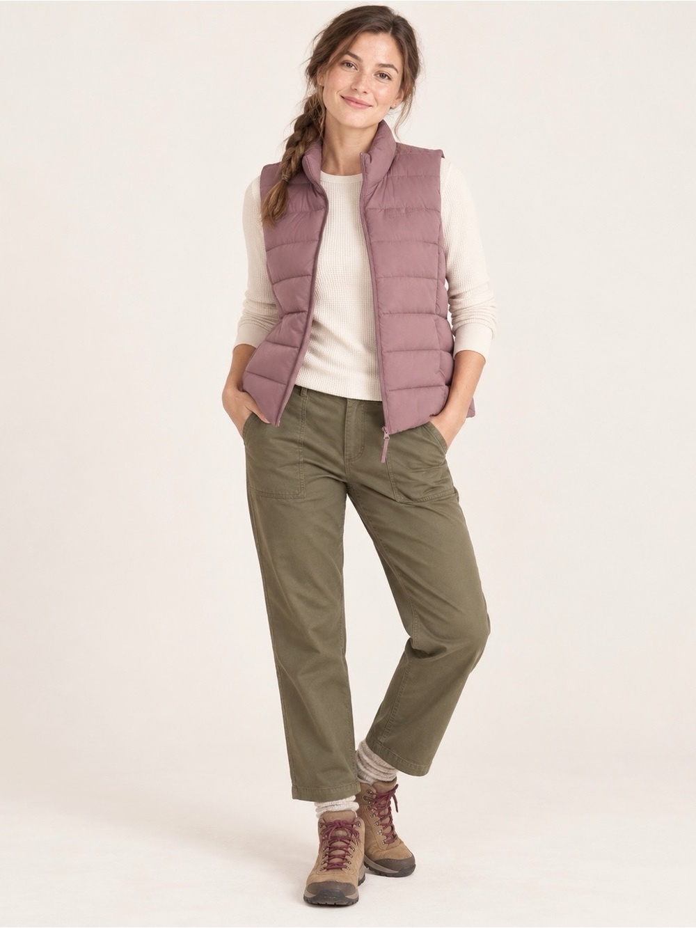 NWT Mountain Warehouse Woman Water-Resistant Puffer Zip-Up Vest US8 Granola